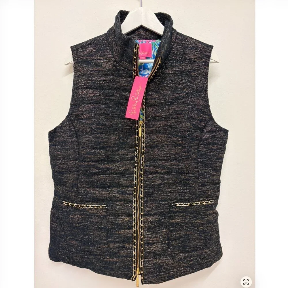 Noella Vest Onyx Resort Boucle Sz XL Lilly Pulitzer NWT